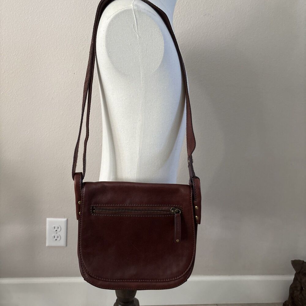 Fossil Genuine Leather Crossbody Messenger Bag Brown Cognac Adjustable Purse